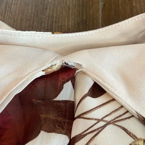 Vintage White Dark Fall Floral Puff Sheer Sleeve Modest Neck Flowy Midi Dress 6 - Picture 13 of 15